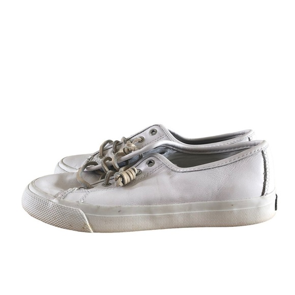 Sperry Seacoast White Leather Slip On Boat Shoes 6 - Picture 2 of 6